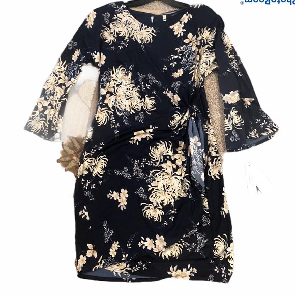 Pretty Blue and Gold Wrap Dress - Picture 4 of 4